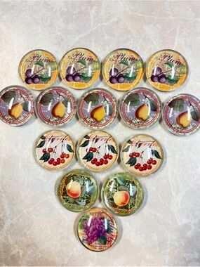 Fruit Decorative Glass Magnets - Assorted Fruit Designs (Set)